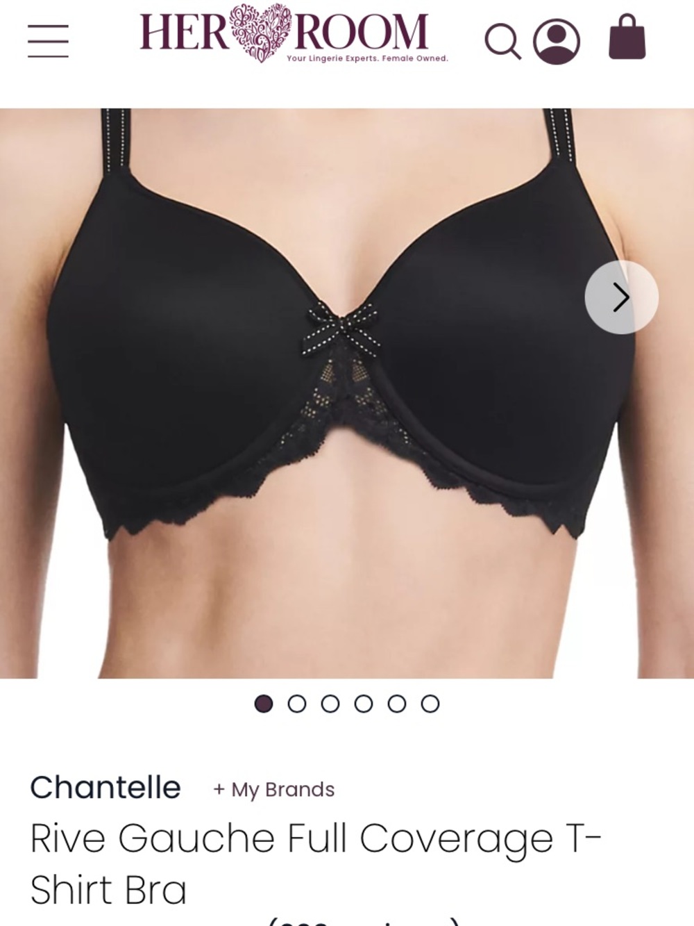 Chantelle Rive Gauche NWOTs Black Molded Underwire Bra with Lace Trim